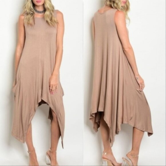 Tops - Comfy Casual Tunic Top / Dress Taupe
